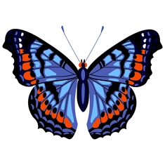 Butterfly Theme Blue And Red Butterfly Transparent Sticker